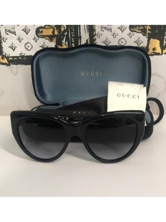 New Authentic Gucci GG0877S 001 Black Soft Cat-Eye Sunglasses Grey Gradient Lens main image 6